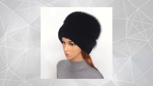 Шапка "Кубанка" из меха кролика рекс и песца чёрного цвета