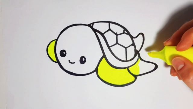 How to draw cute sea turtle for children | Как нарисовать милую морскую черепаху для детей смотреть онлайн