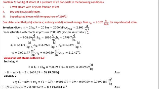 THERMODYNAMICS || PROBLEM 2 || SIMPLE COMPRESSIBLE SUBSTANCES || CHAPTER 3 || смотреть онлайн
