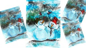 Как нарисовать снеговика легко. Рисуем новогоднюю открытку. Новогодний рисунок.