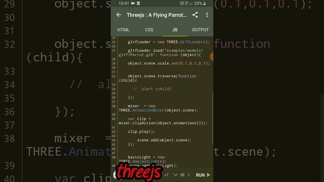 【DEMO】Threejs 3D Parrot Model .glb Format Animated Loaded - GLTFLoader