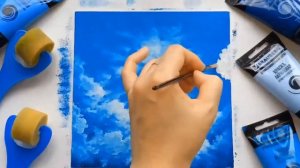 Sun in the clouds/Солнце в облаках/Рисование акрилом/Acrylic painting