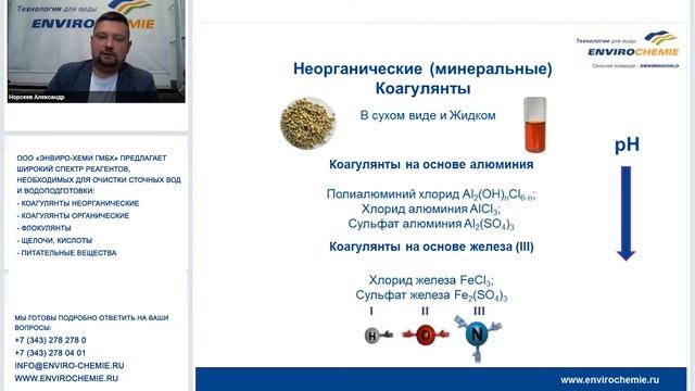 Оценка эффективности работы очистных сооружений.  Реагенты для очистки сточных вод.