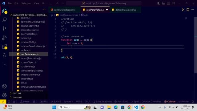 JavaScript ES6 Tutorial: Rest Parameters Explained | Practical Examples | Hindi/Urdu #js #javascrip