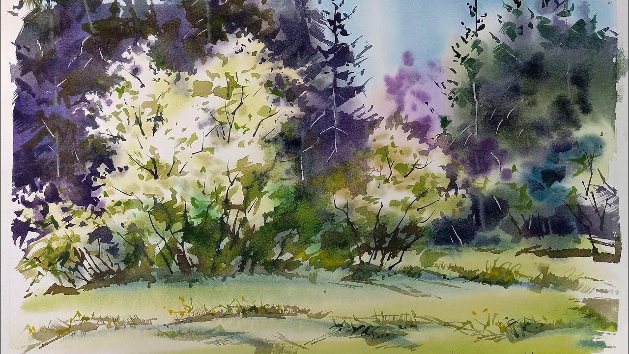 Как нарисовать цветущую черемуху акварелью просто и быстро смотреть онлайн