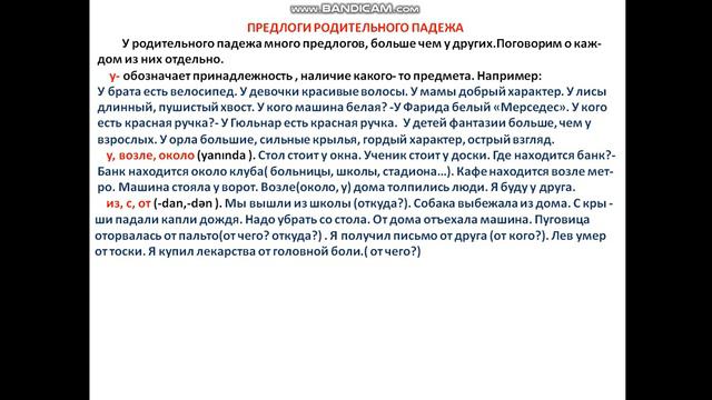 Rus dili. İsim. Roditelnıy padejin predloqları смотреть онлайн