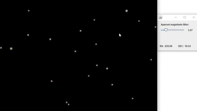 Star sky seen with virtual telescope