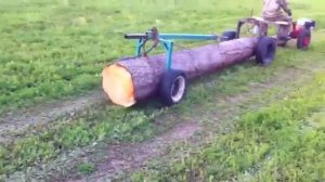 Трелевка бревна мотоблоком