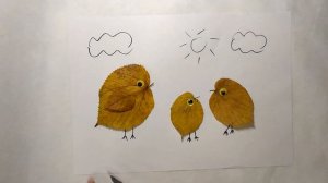 Аппликация из осенних листьев. Птички из листьев