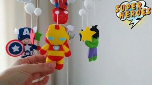 "супергерои" мобиль ручной работы. мобиль для новорожденных
