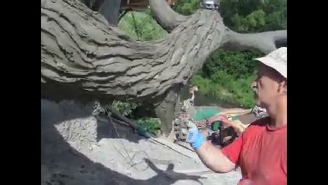 Изготовление коры дерева из цемента .декоративная штукатурка.оформление усадьбы. г Козельск. смотреть онлайн