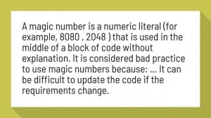 Why is Magic Number bad?