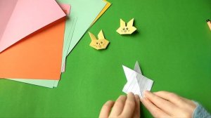 Зайка из бумаги,как сделать голову зайки оригами .