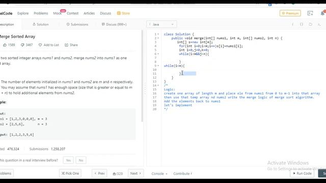 88. Merge Sorted Array| leetcode| java