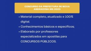 Apostila PREFEITURA DE NOVA ANDRADINA MS 2023 Monitor Transporte Escolar