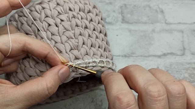 Обвязка кружевом корзинки из трикотажной пряжи, Кайма крючком смотреть онлайн