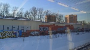 Москва утро зима вид из окна электропоезда D1 МЦД Новодачная - Долгопрудная МЦД