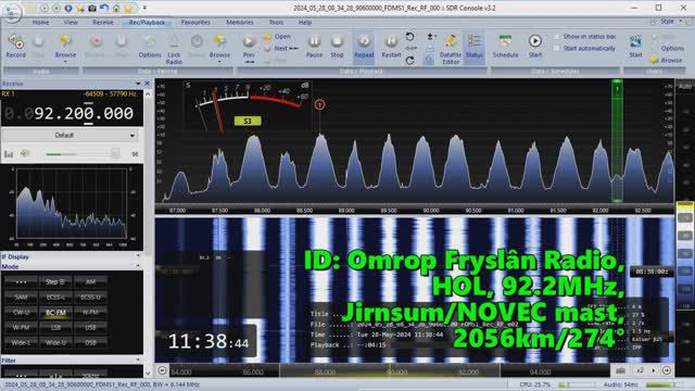 28.05.2024 08:37UTC, [Es], Omrop Fryslân Radio, Нидерланды, 92.2МГц, 2056км