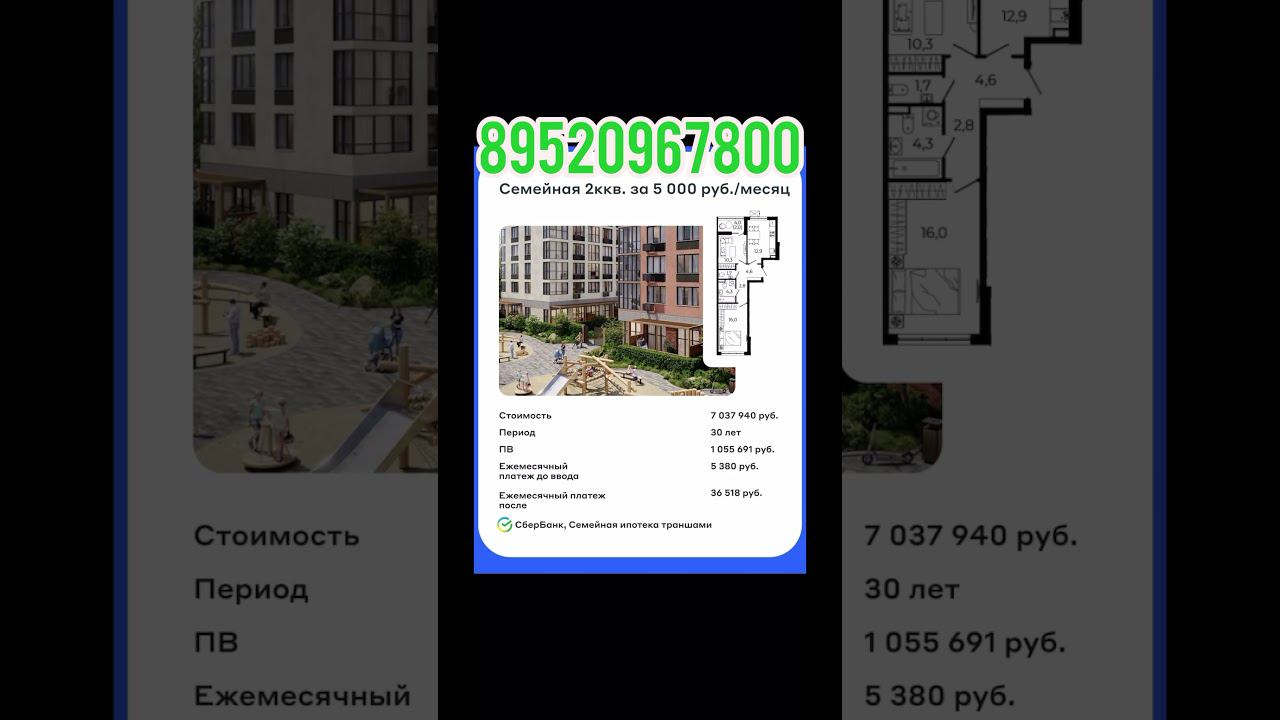 5380р за двушку в месяц семейная квартира Новостройки СПБ Семейная ипотека траншами