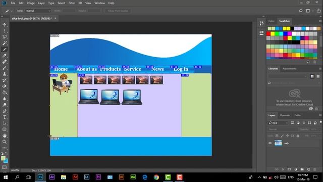 Adobe Photoshop CC 2018 (Ep 07 ການໃຊ້ເຄື່ອງມື slice tool) смотреть онлайн