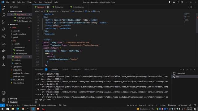 keepalive and dynamically rendering between components in Vue JS