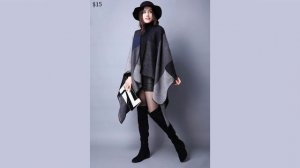 Одежда с AliExpress. Женский кашемировый плед пончо. Накидка с длинным рукавом Летучая мышь.