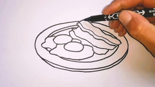 Как нарисовать яйцо в тарелка на завтрак,Урок рисования для детей просто рисуем.?️? смотреть онлайн