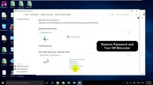 How to turn of BitLocker or Remove password on USB Flash in Windows 10