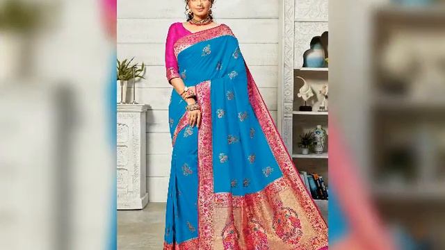 Sky Blue Paithani Sarees Varities смотреть онлайн