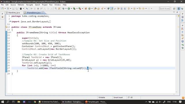 JScrollPane and TextField Grid | Java Swing Tutorial #20
