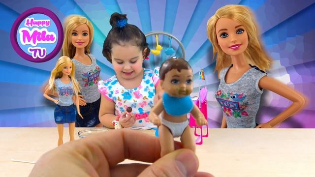 Barbie Careers Pretty Twin Babysitter funny review | HappyMilaTV #53 смотреть онлайн