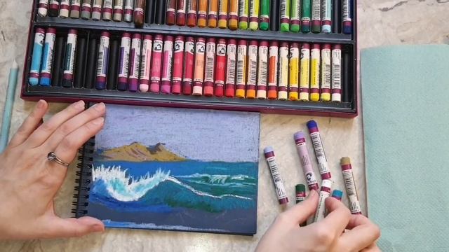 Морской пейзаж масляной пастелью смотреть онлайн