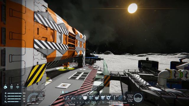 Space Engineers large mining ship with big cargo container for the moon