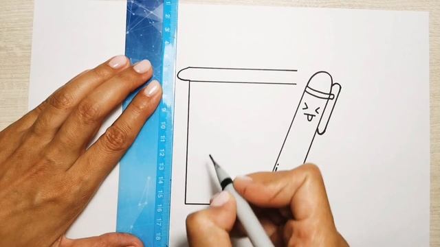 рисунок блокнот и ручка/рисунок день знаний/кавайный рисунок назад в школу