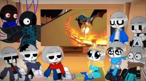 Sans au react to Sans vs Bendy Part 1 || FreshgachaYT ||