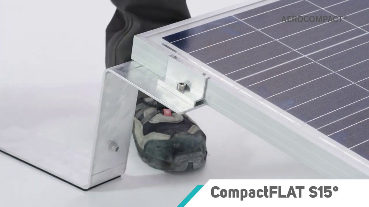 Монтаж панелей на плоскую кровлю с помощью умных балластных креплений AEROCOMPACT CompactFLAT S15° смотреть онлайн