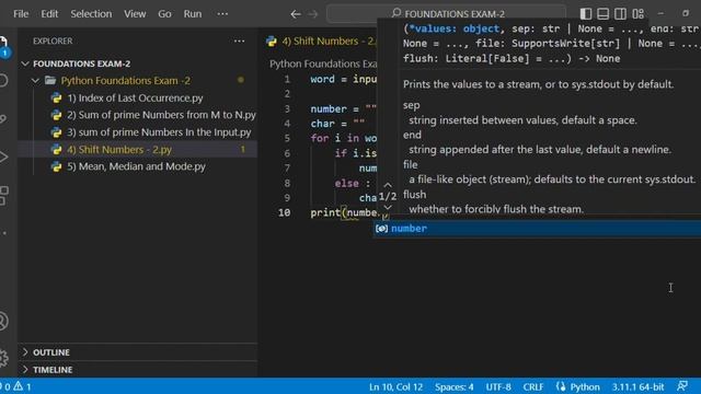 Shift Numbers - 2  |  Foundation Exam-2 | Python | CCBP 4.0