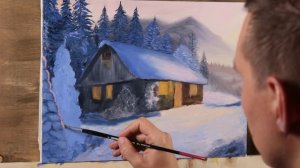 ЗИМНИЙ ВЕЧЕР. Как нарисовать зимний пейзаж маслом / рисуем пейзаж