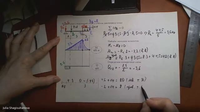 С.М. Задача №2.5 четырёх пролётная балка, статический расчёт