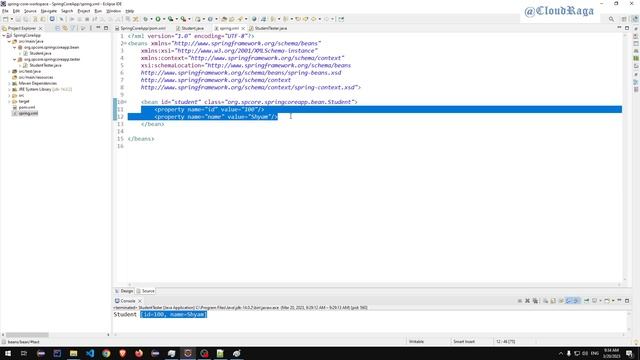 SpringCore-12. Explanation of BeanFactory Example | #cloudraga | #spring_by_CloudRaga