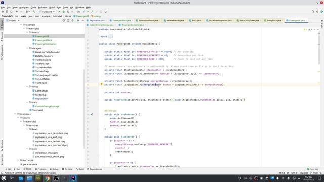 Minecraft Forge 1.18.1 Modding Tutorials (2): Items, smelting, powergenerator, capabilities