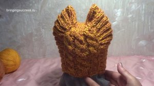 Котошапка Вязание спицами (детская шапочка, шапка)