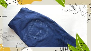 Обработка кокетки и кармана на брюках бананах из джинса.