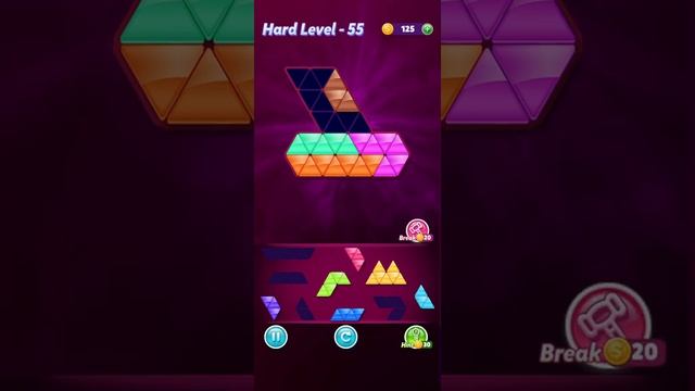 Block!Triangle puzzle:Tangram⬅️Hard Level 55 Advanced