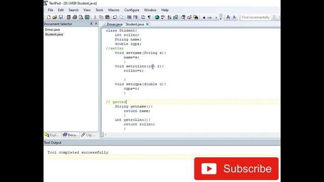 Object Oriented programming in Java: Class and Object implementation | Getter setter