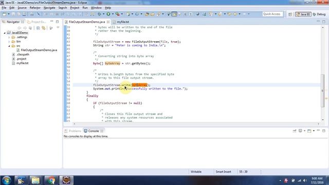 Example of FileOutputStream constructor accept file object and boolean | Java IO | Java Tutorial смотреть онлайн
