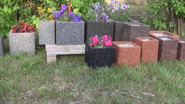 Вазоны уличные,садовые из натуральной крошки.Бетонные цветочницы. смотреть онлайн
