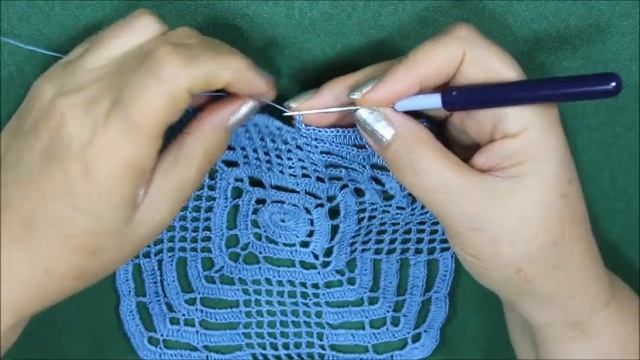 ОРИГИНАЛЬНАЯ КВАДРАТНАЯ САЛФЕТКА КРЮЧКОМ. СХЕМА.(Часть 2-я).