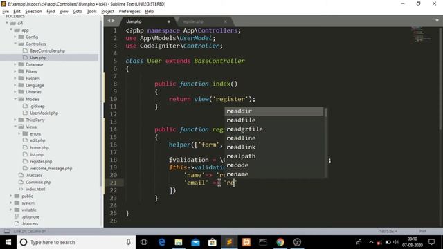Form Validation Codeigniter 4