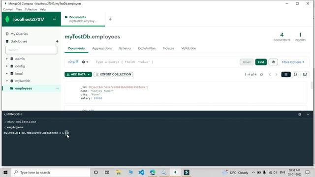 #9 Update document using Mongo shell | update collection document in MongoDB | Hindi смотреть онлайн
